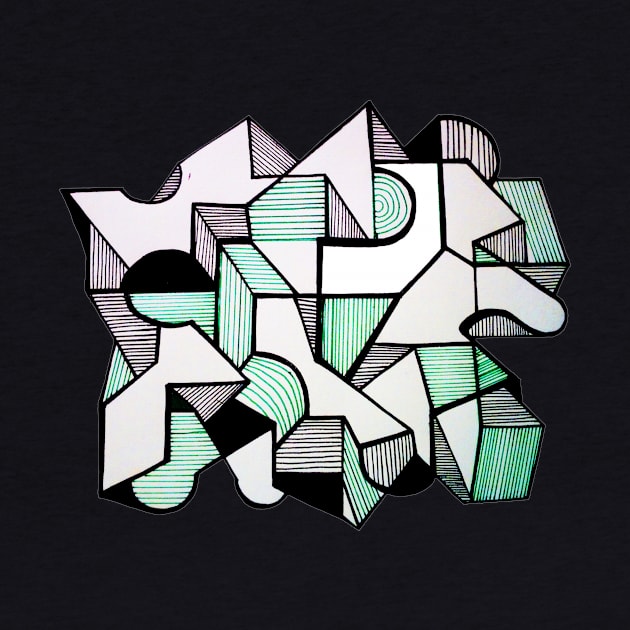 Abstract geometric black green by carolsalazar